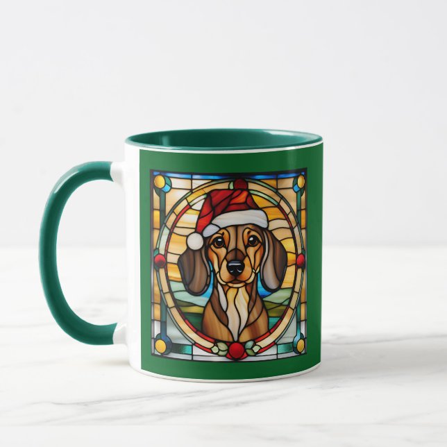 Dachshund Christmas Stained Glass Tasse (Links)