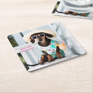 Dachshund-Cocktail-Getränkeuntersetzer Rechteckiger Pappuntersetzer