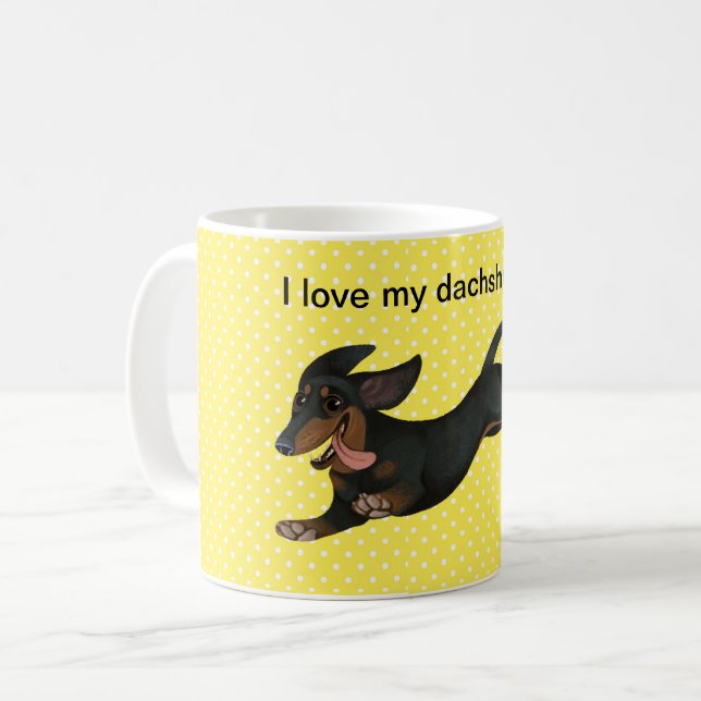 Dachshund Coffee Mug Polka Dot Wiener Dog Cup (Devant gauche)