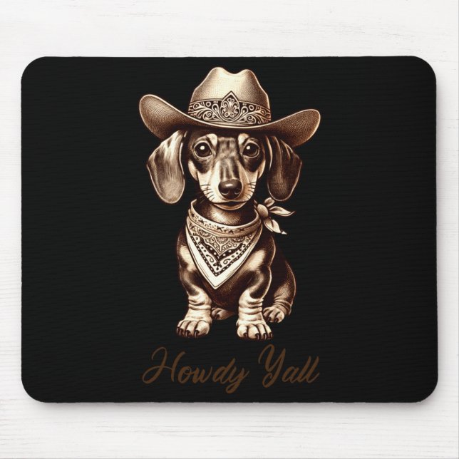 Dachshund Cowboy Cute Sausage Dog Cowboy Weiner Pu Mousepad (Vorne)