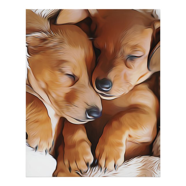 Dachshund Cute Sleeping Dachshund Puppies Birthday Fotodruck (Vorne)