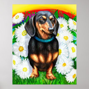 Dachshund Daisy Patch B&T Poster