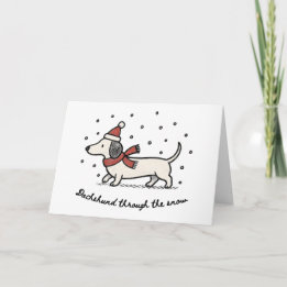 Dachshund dans la neige - Carte de Noël amusante