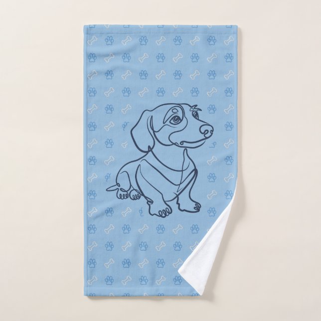 Dachshund Dekoratives Linienkunstmuster Badhandtuch Set (Handtuch)