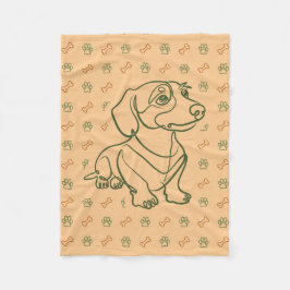 Dachshund Dekoratives Linienkunstmuster Fleecedecke