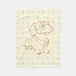 Dachshund Dekoratives Linienkunstmuster Fleecedecke