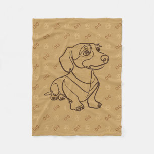 Dachshund Dekoratives Linienkunstmuster Fleecedecke