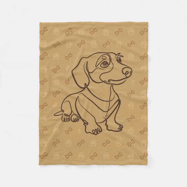Dachshund Dekoratives Linienkunstmuster Fleecedecke (Vorderseite)