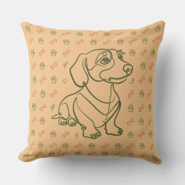 Dachshund Dekoratives Linienkunstmuster Kissen