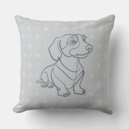 Dachshund Dekoratives Linienkunstmuster Kissen