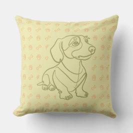 Dachshund Dekoratives Linienkunstmuster Kissen