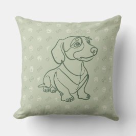 Dachshund Dekoratives Linienkunstmuster Kissen