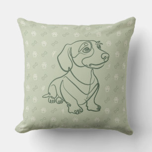 Dachshund Dekoratives Linienkunstmuster Kissen