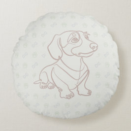 Dachshund Dekoratives Linienkunstmuster Rundes Kissen