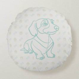 Dachshund Dekoratives Linienkunstmuster Rundes Kissen
