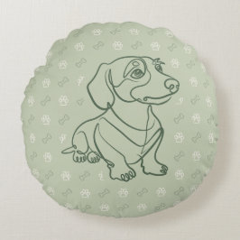 Dachshund Dekoratives Linienkunstmuster Rundes Kissen