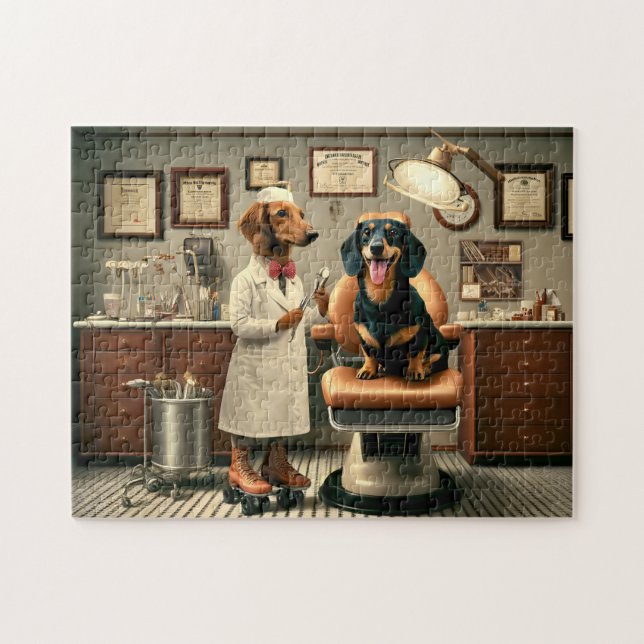 Dachshund Dentist Whimsical Dog Lover Gift (Horizontal)
