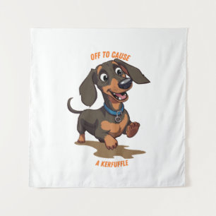 Dachshund, der einen Wirbel verursacht Wandteppich