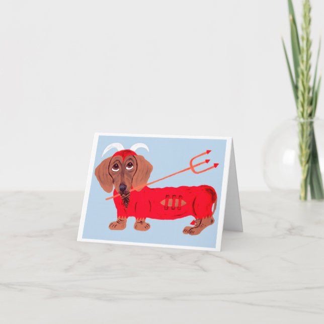 Dachshund Devil Feiertagskarte (Vorderseite)
