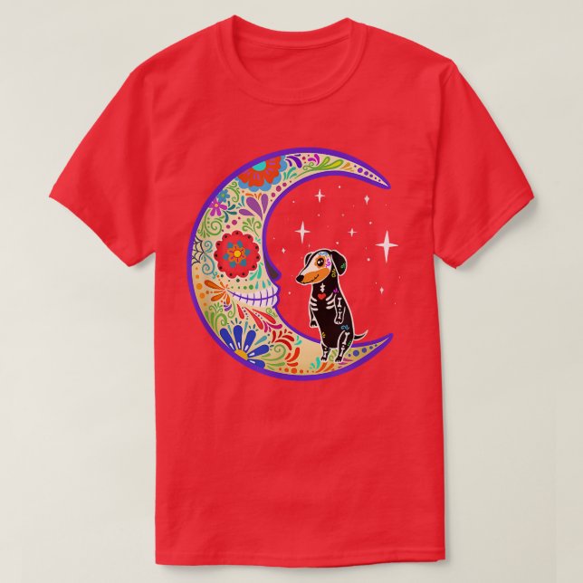 Dachshund Dia de Los Muertos Skeleton  T-Shirt (Design vorne)