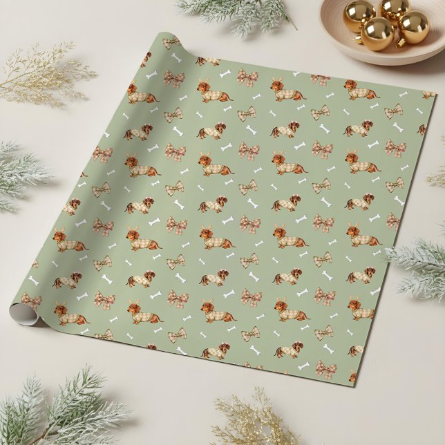 Dachshund Dog Christmas Checkerboard Sweater Bow Geschenkpapier (Dachshund Dog Christmas Checkerboard Sweater Bow Wrapping Paper)