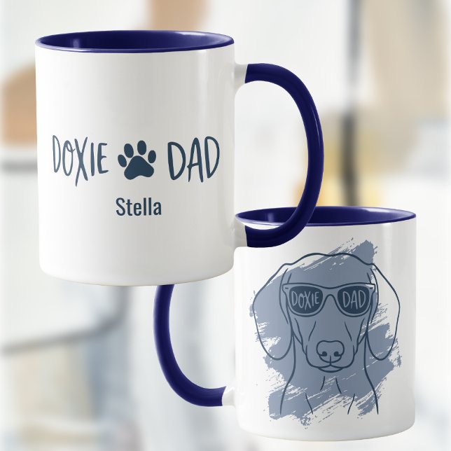 Dachshund Dog Dad Mug - Custom Name Ice Blue  (Créateur téléchargé)