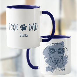 Dachshund Dog Dad Mug - Custom Name Ice Blue  Tasse