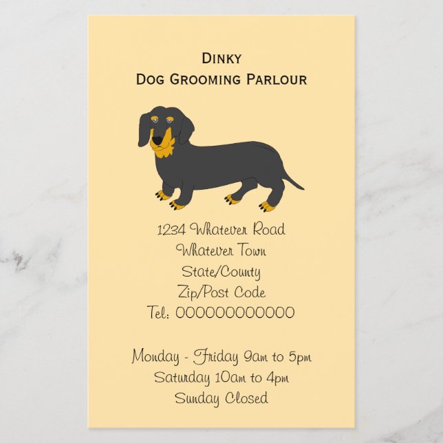 Dachshund Dog Design Dog Grooming Flyer (Vorne)