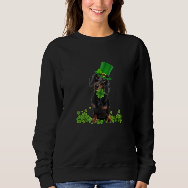 Dachshund Dog Shamrock St. Patrick's Day Saint Pad Sweatshirt (Vorderseite)