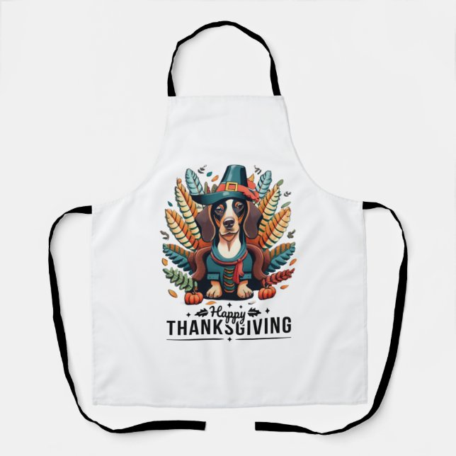 Dachshund Dog Weiner Turkey Costume Thanksgiving W Schürze (Vorderseite)