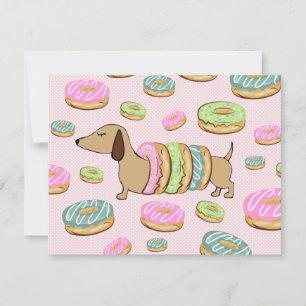 Dachshund & Donuts Party Aufkleber & Dekor Einladung
