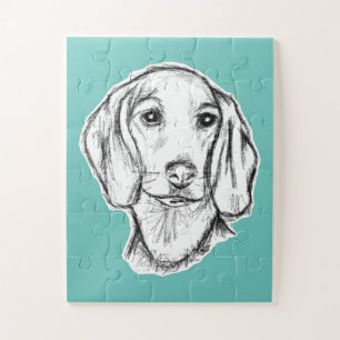Dachshund Drawn Sketch Black Puppy Dog