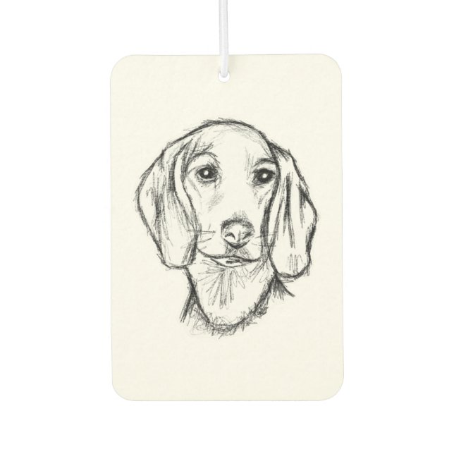 Dachshund Drawn Sketch Black Puppy Dog Autolufterfrischer (Vorderseite)