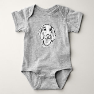 Dachshund Drawn Sketch Black Puppy Dog Baby Strampler