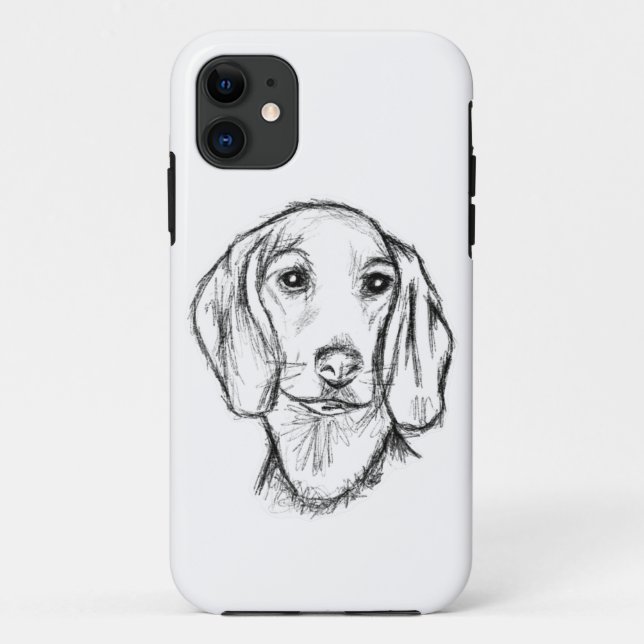 Dachshund Drawn Sketch Black Puppy Dog Case-Mate iPhone Hülle (Rückseite)