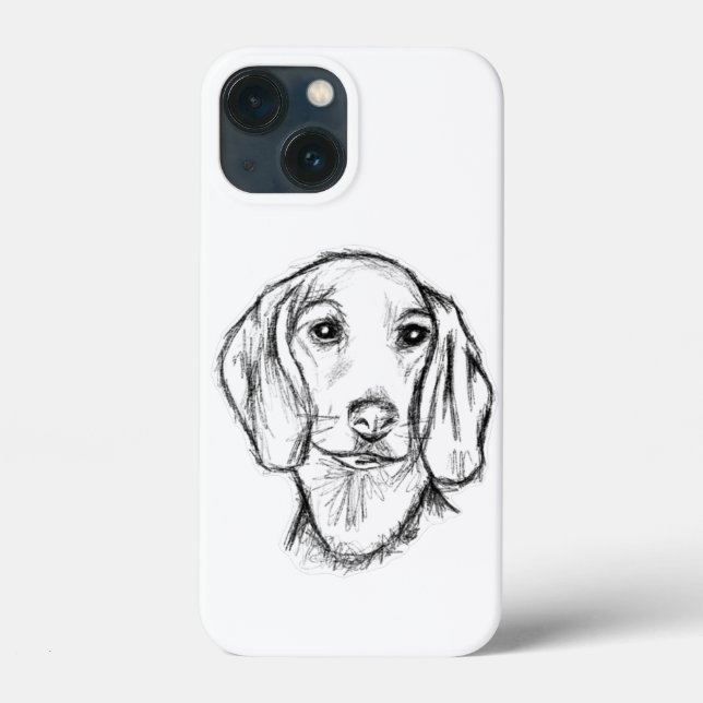 Dachshund Drawn Sketch Black Puppy Dog Case-Mate iPhone Hülle (Rückseite)