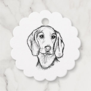 Dachshund Drawn Sketch Black Puppy Dog Geschenkanhänger