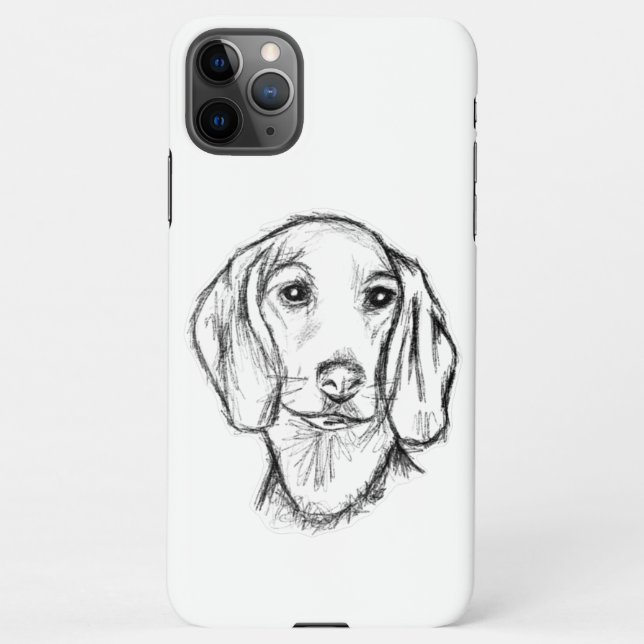 Dachshund Drawn Sketch Black Puppy Dog iPhone Hülle (Rückseite)