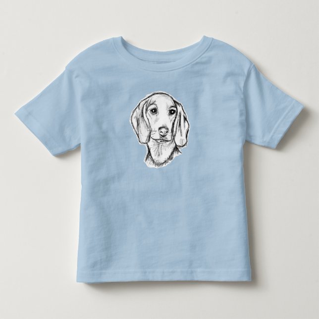 Dachshund Drawn Sketch Black Puppy Dog Kleinkind T-shirt (Vorderseite)