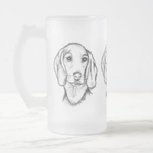 Dachshund Drawn Sketch Black Puppy Dog Mattglas Bierglas