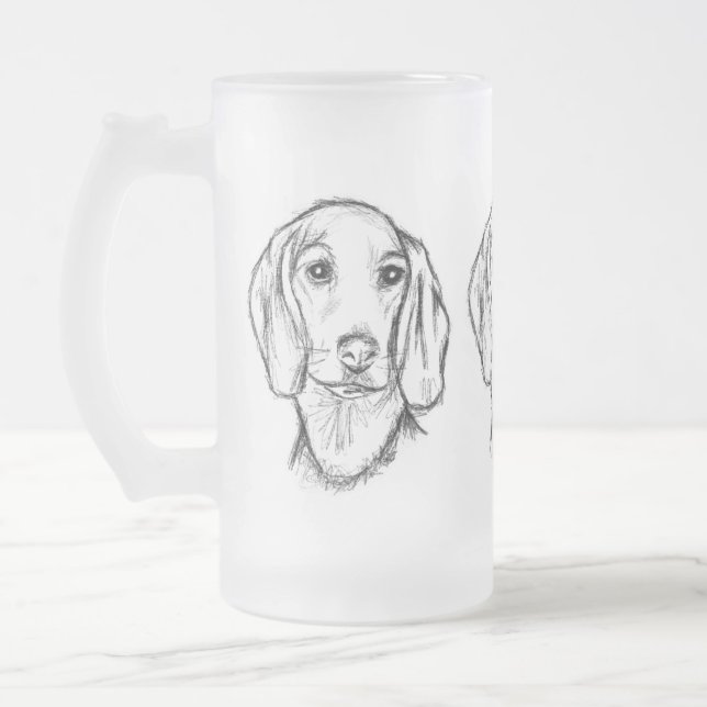 Dachshund Drawn Sketch Black Puppy Dog Mattglas Bierglas (Links)