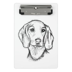 Dachshund Drawn Sketch Black Puppy Dog Mini Klemmbrett