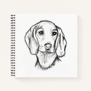 Dachshund Drawn Sketch Black Puppy Dog Notizbuch