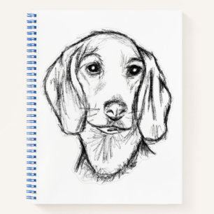 Dachshund Drawn Sketch Black Puppy Dog Notizbuch