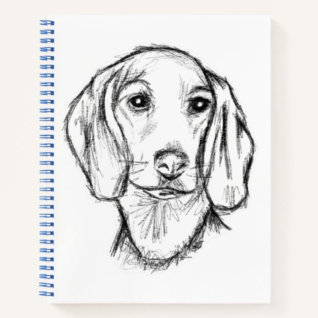 Dachshund Drawn Sketch Black Puppy Dog Notizbuch (Vorderseite)