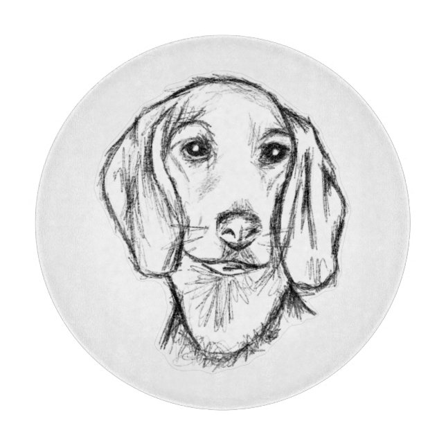 Dachshund Drawn Sketch Black Puppy Dog Schneidebrett (Vorderseite)