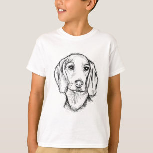 Dachshund Drawn Sketch Black Puppy Dog T-Shirt