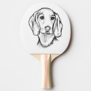 Dachshund Drawn Sketch Black Puppy Dog Tischtennis Schläger