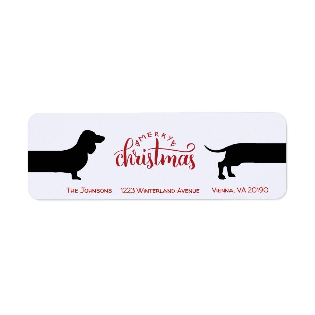 Dachshund drôle étiquette de retour de Noël (Devant)