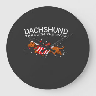 Dachshund Durch Den Schnee Lustiger Hund Weihnacht Große Wanduhr